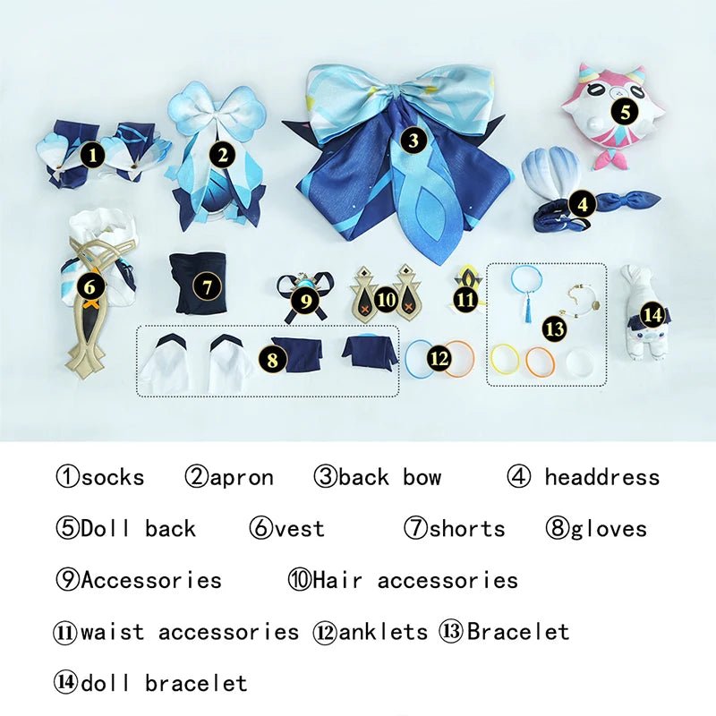 Fantasia Mualani Splish Splash Wavechaser de Genshin Impact para Mulheres - Traje para Halloween e Festas - Estrela Cosplay