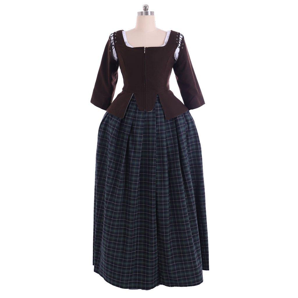 Fantasia Claire Fraser Outlander | Vestido Colonial Prairie Escocês para Mulheres Adultas - Estrela Cosplay