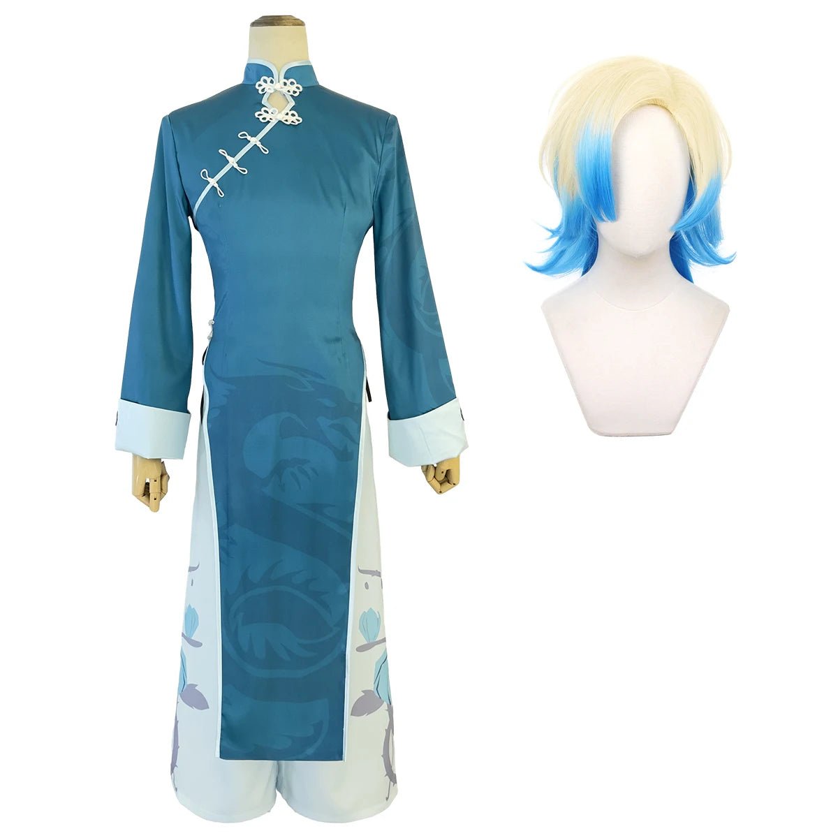 Blue Lock Anime Kaiser Cosplay Traje Chinês Verde Kung Fu Tang Peruca Rosa Fibra Sintética Halloween Natal - Estrela Cosplay