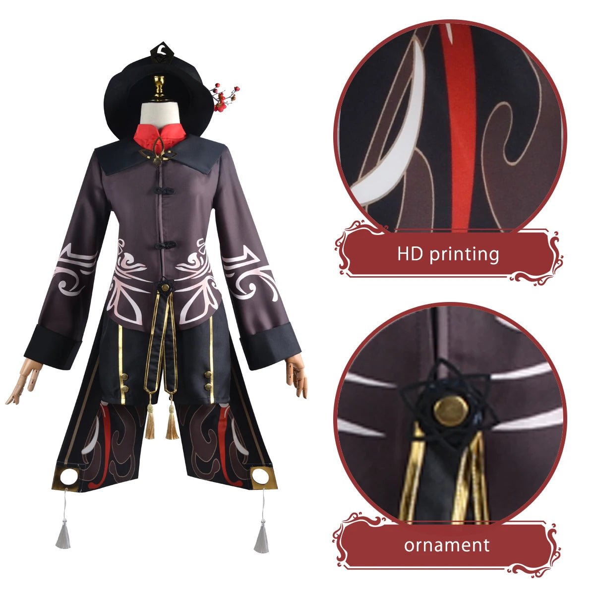 Peruca Cosplay Hu Tao Genshin Impact - Fantasia Anime Halloween Festa Drag - Estrela Cosplay