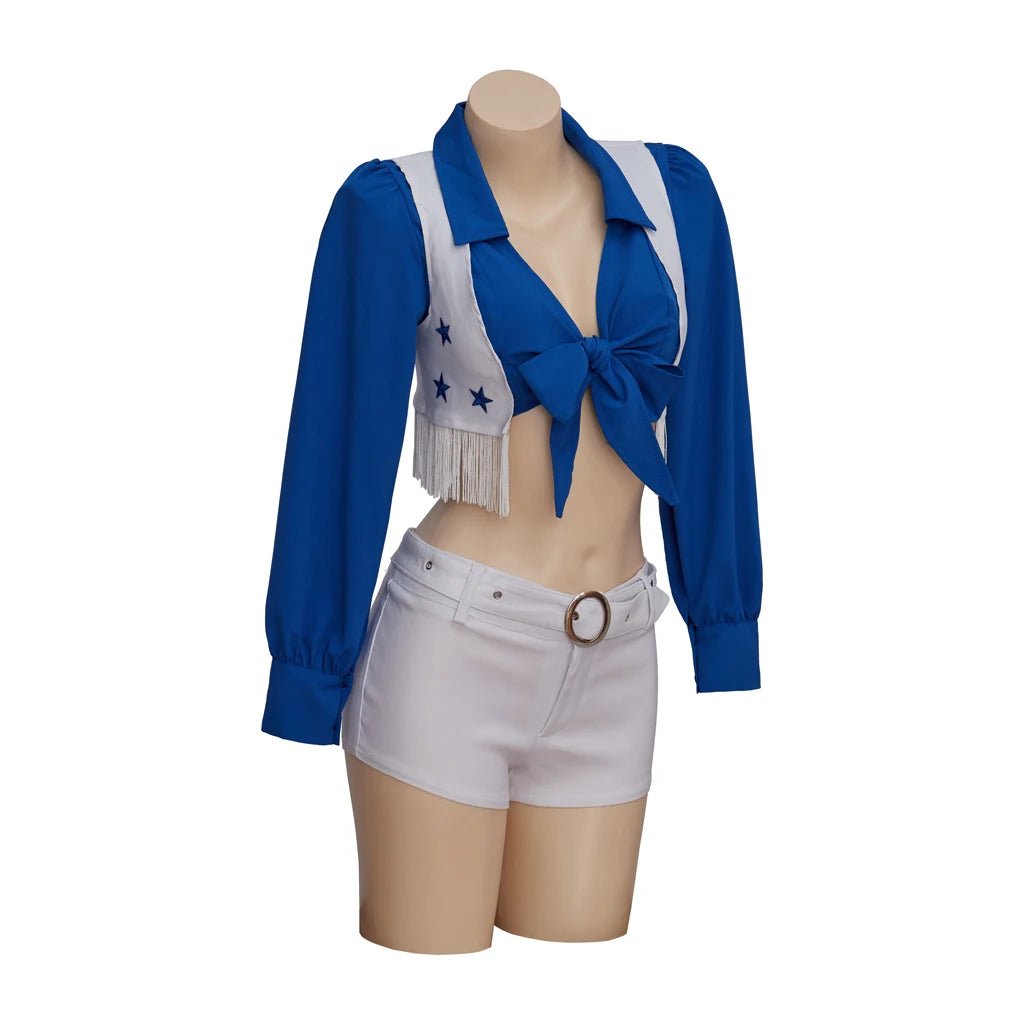 Fantasia de Cheerleader Dallas Cowboy - Colete, Camisa, Shorts e Cinto - Estrela Cosplay