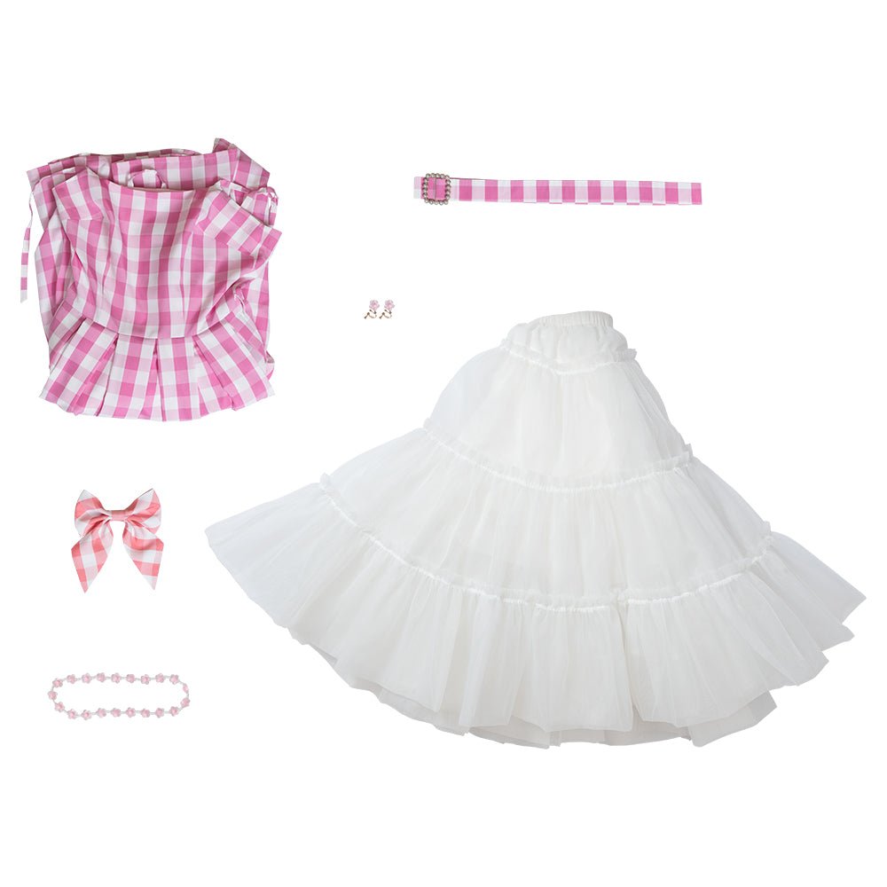 Vestido de Fantasia Barbie Rosa Xadrez para Mulheres - Abrace o Estilo Icônico - Estrela Cosplay