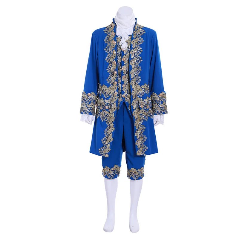 Terno de Corte Azul Rococó do Século 18 para Homens - Traje Colonial Britânico para Cosplay e Reencenações - Estrela Cosplay