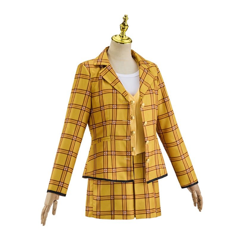 Fantasia Cher Clueless para Mulheres - Conjunto Xadrez Amarelo Anos 90 - Estrela Cosplay