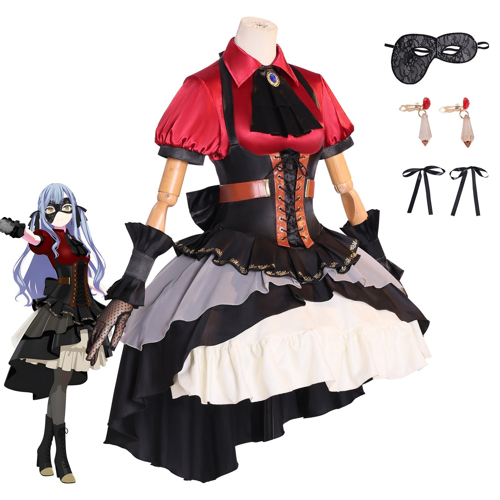 Fantasia de Cosplay Sakiko Toyokawa de BanG Dream! Ave Mujica - Traje Gótico de Anime - Estrela Cosplay