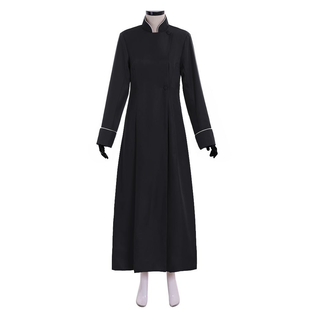 Fantasia Medieval Sacerdote Cristão Vintage Masculina - Roupa Preta Gola Alta Mangas Compridas para Halloween e Carnaval - Estrela Cosplay