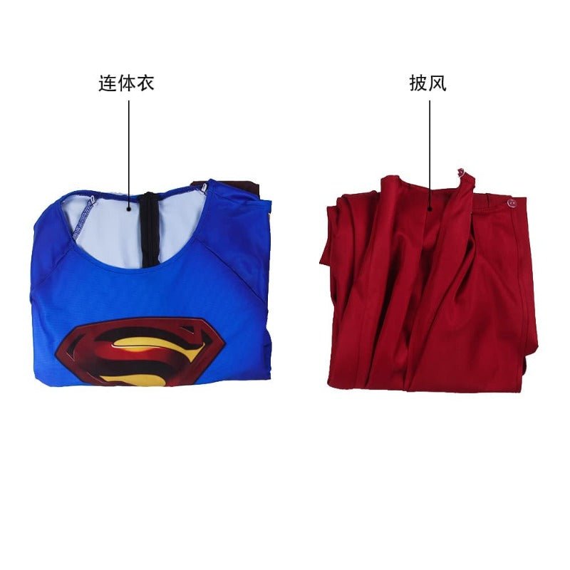 Traje de Cosplay Super Herói Terras Infinitas Clark Azul com Capa - Fantasia Halloween Superman - Estrela Cosplay