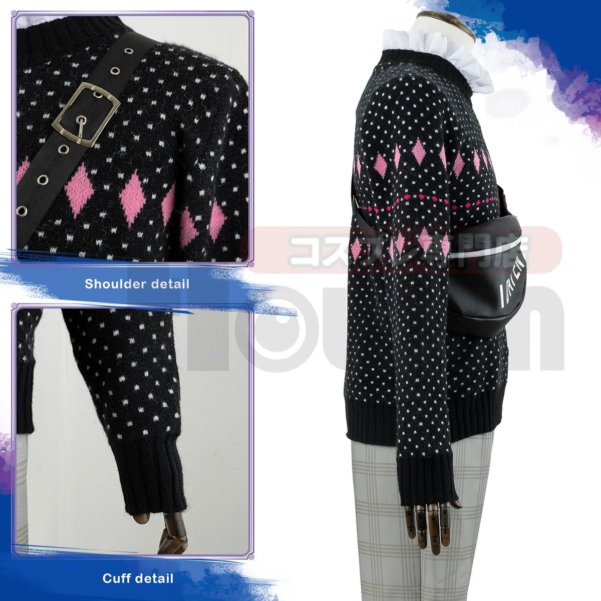 Fantasia de Cosplay Chigiri Blue Lock - Peruca, Suéter, Calças e Bolsa para Uso Diário - Estrela Cosplay