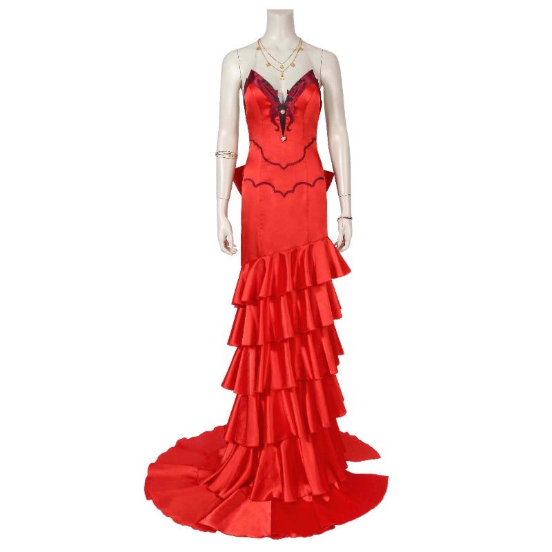 Vestido Vermelho sem Alças Aerith FF7 Fantasia Final para Halloween e Festas - Estrela Cosplay