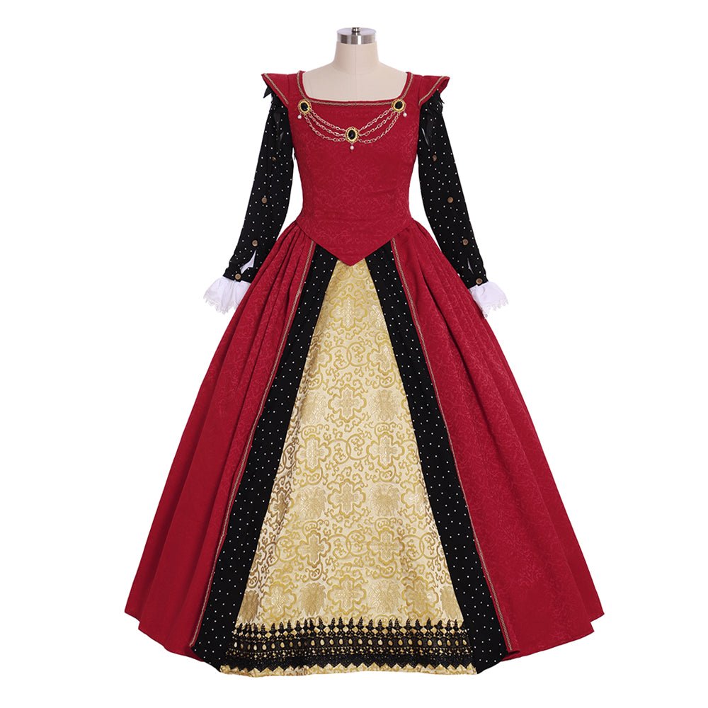 Vestido Tudor Medieval para Cosplay | Traje Vermelho Personalizado para Feiras Renascentistas e Eventos Tudor - Estrela Cosplay