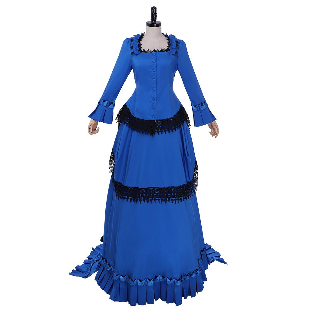 Vestido Vitoriano com Bustle | Vestido Azul Renascentista para Cosplay - Estrela Cosplay