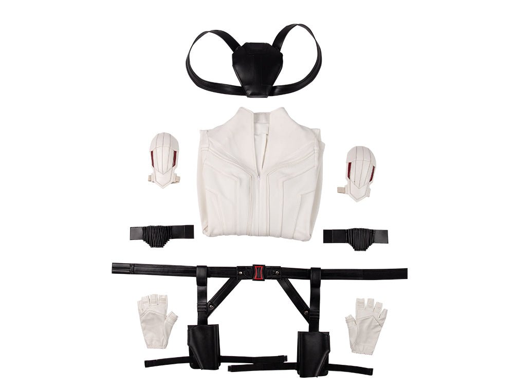 Traje de Cosplay de Black Widow Fato Branco - Uniforme do Universo Cinematográfico Marvel - Estrela Cosplay