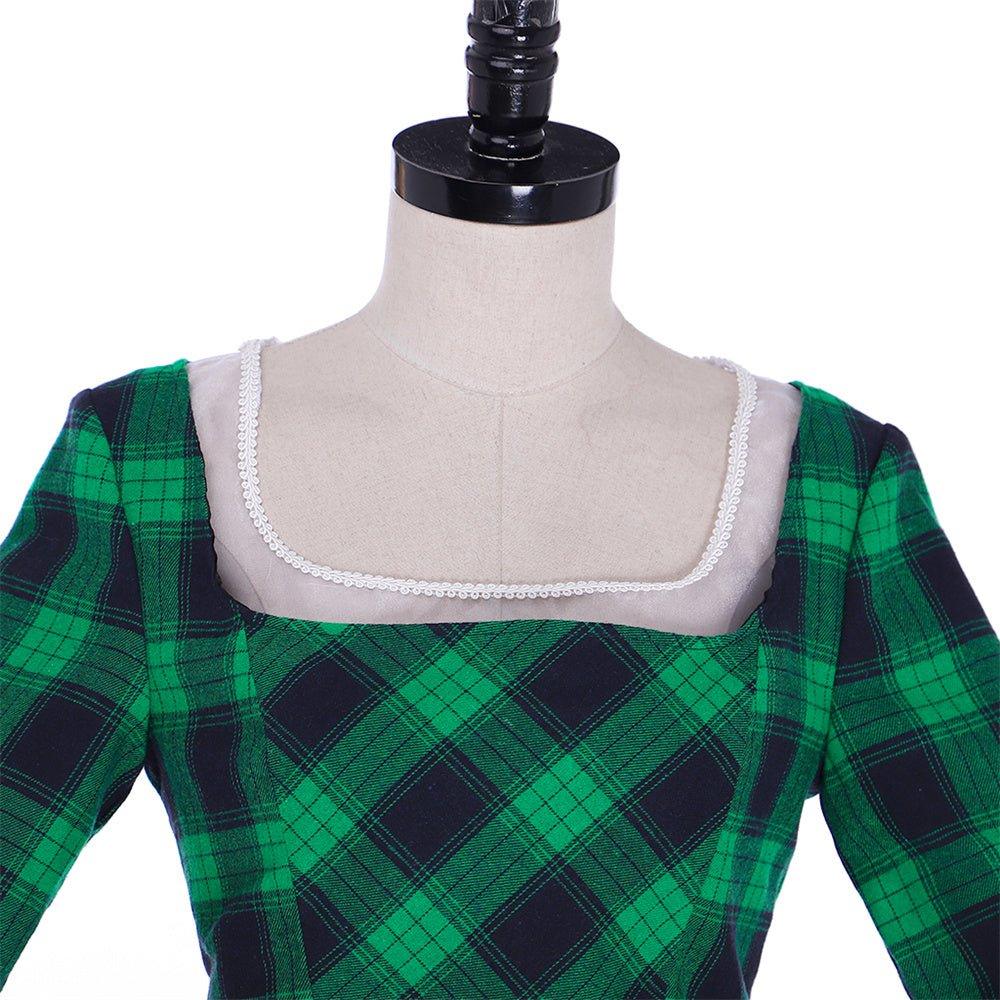 Vestido Rococó Marie Antoinette Século XVIII - Xadrez Verde e Preto com Detalhes de Renda - Estrela Cosplay