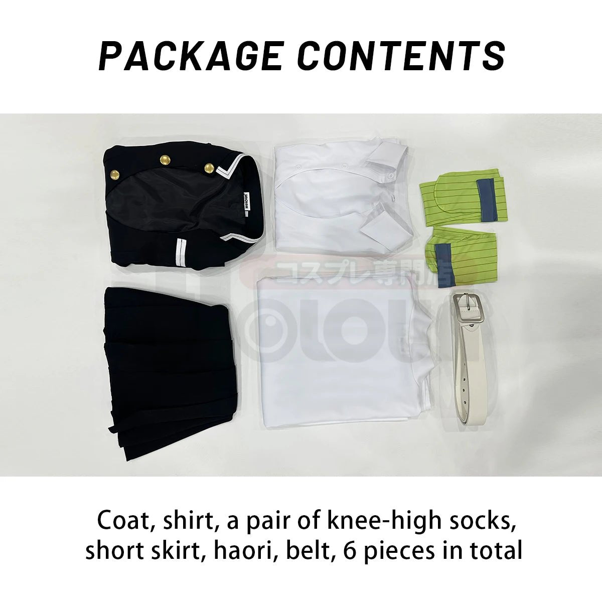 Fantasia de Cosplay Kanroji Mitsuri Demon Slayer Completa com Peruca, Top Bordado, Saia, Haori Branco e Meias - Estrela Cosplay