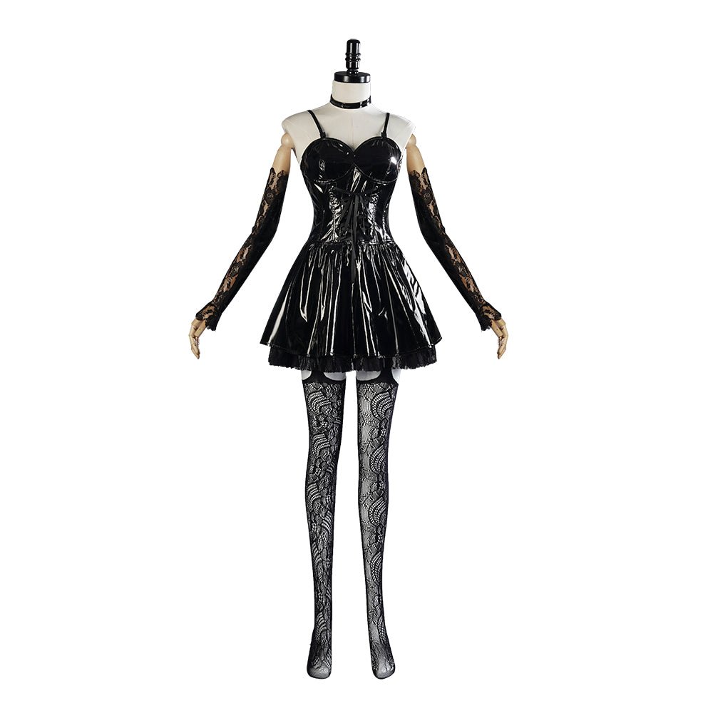 Fantasia de Cosplay Misa Amane para Mulheres - Vestido de Couro Sexy, Acessórios de Renda, Meias, Conjunto de Uniforme de Anime - Estrela Cosplay
