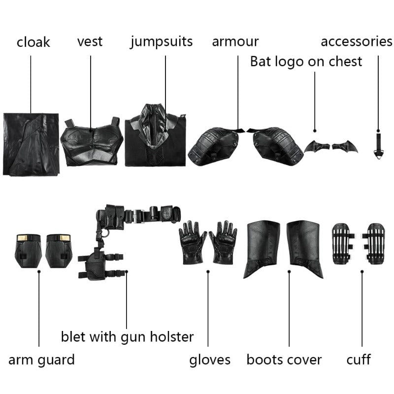 Traje de Cosplay de Couro PU Versão Filme The Batman para Halloween e Festas - Estrela Cosplay