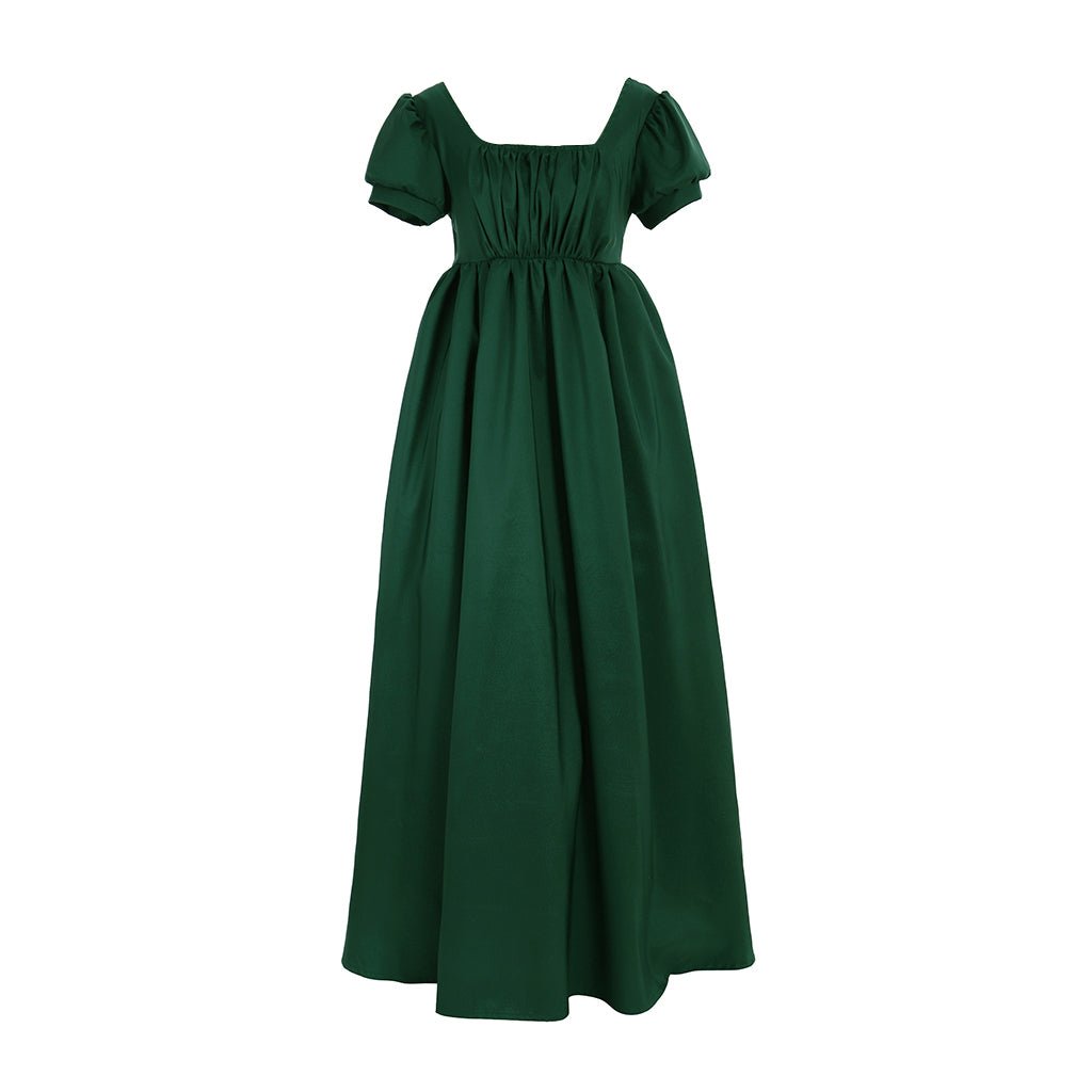 Vestido Regência Verde Simples - Vestido de Baile Regência Senhorita Cintura Alta - Vestido de Chá Feito Sob Medida - Estrela Cosplay