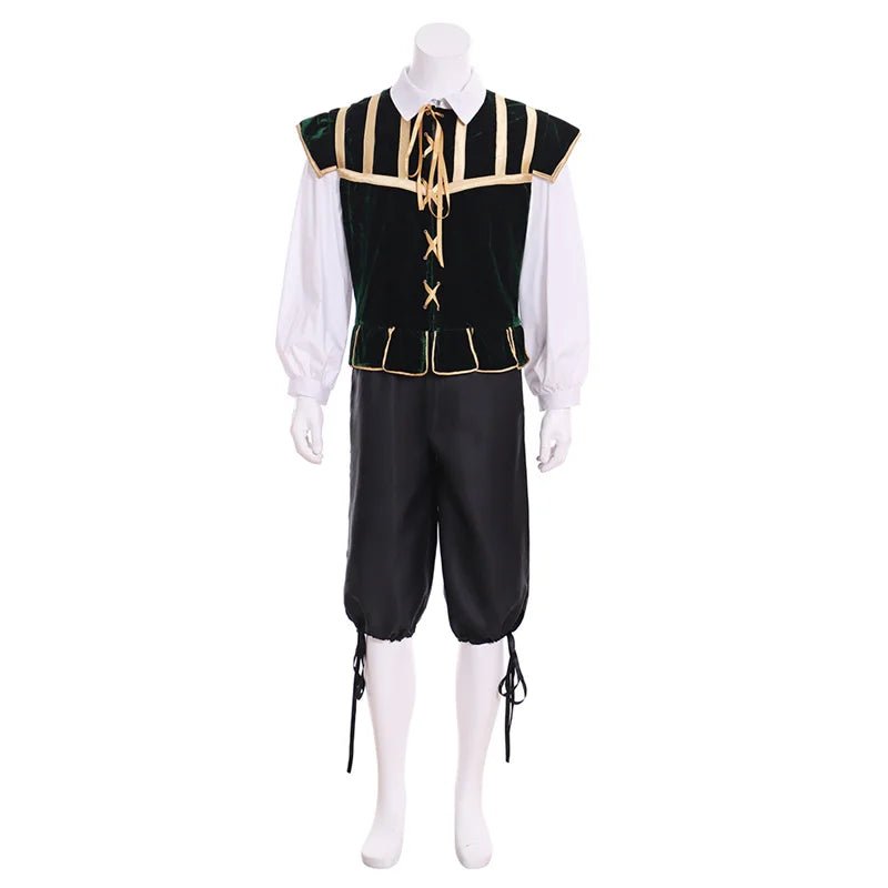 Traje Nobre da Corte Tudor Renascentista - Casaco Medieval e Colete Viking para Homens - Estrela Cosplay