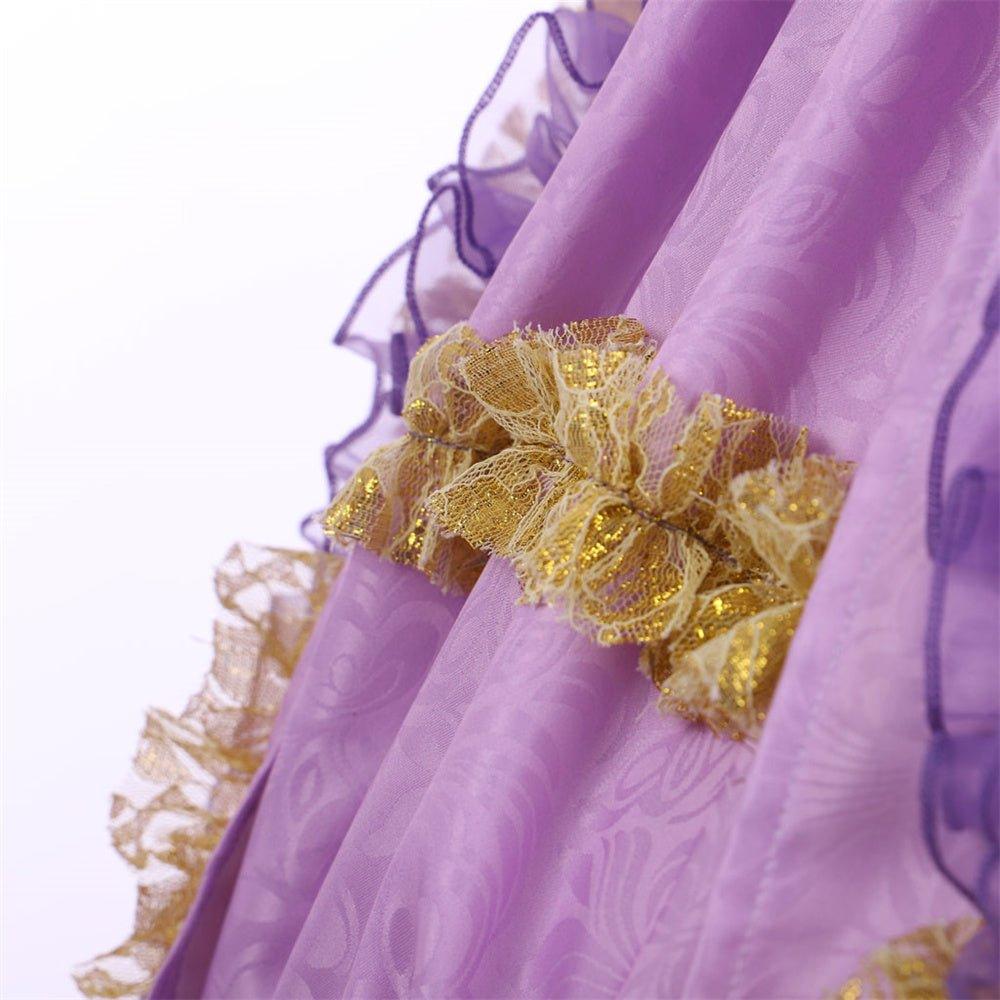 Vestido Rococó Roxo com Estampa Digital - Traje Elegante em Tafetá da Estrela do Cosplay - Estrela Cosplay