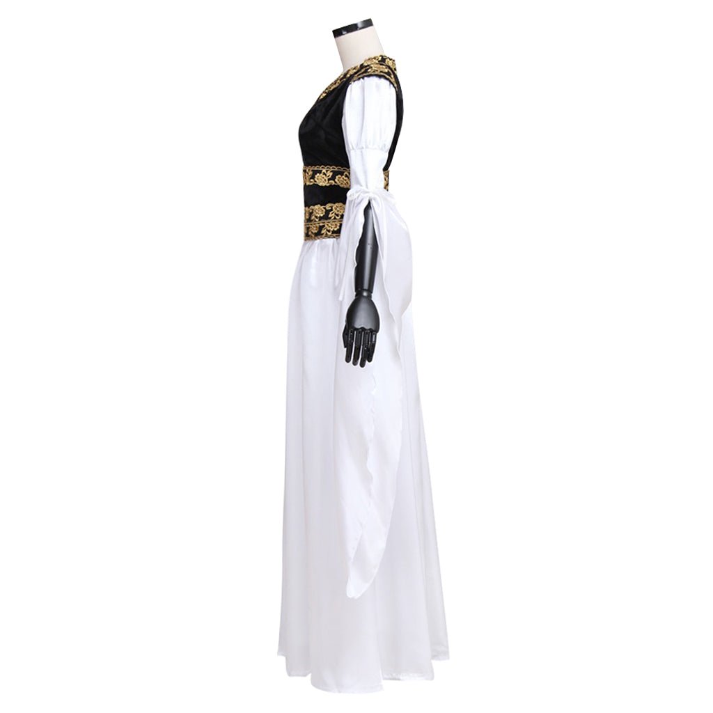 Vestido Medieval Branco com Colete Preto - Fantasia Customizada para Adultos em Halloween e Carnaval - Estrela Cosplay