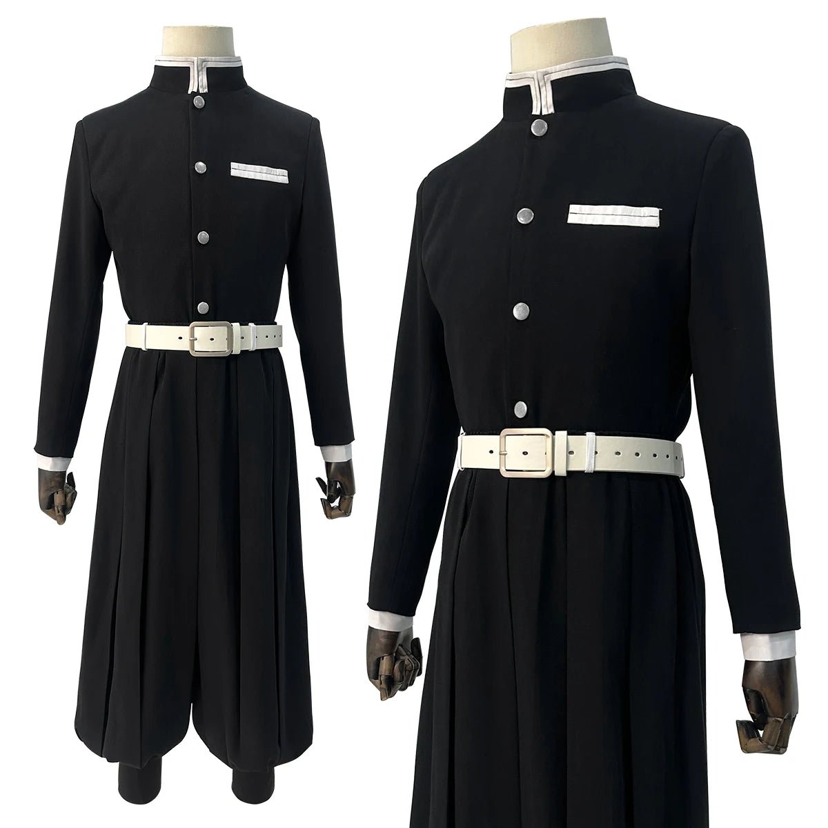 Traje de Cosplay Kamado Tanjirou e Zenitsu Agatsuma Bordado Uniforme Equipe Preta Demon Slayer - Estrela Cosplay