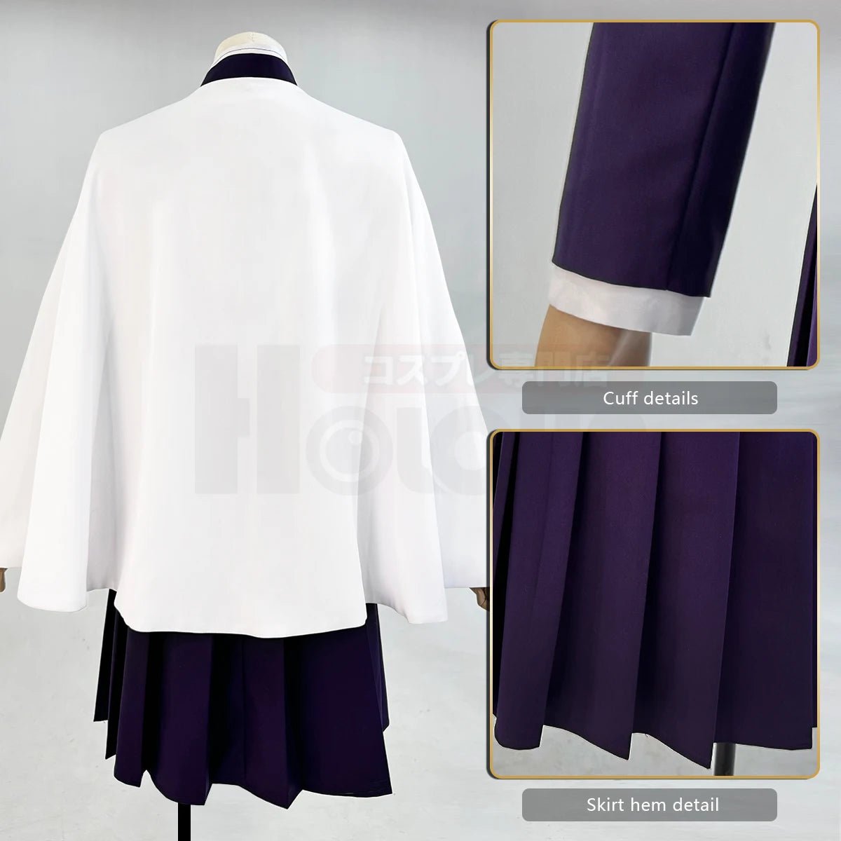 Fantasia de Cosplay Tsuyuri Kanao Anime Demon Slayer Peruca Top Roxo Saia Manto Branco Cinto Presente Halloween Natal - Estrela Cosplay
