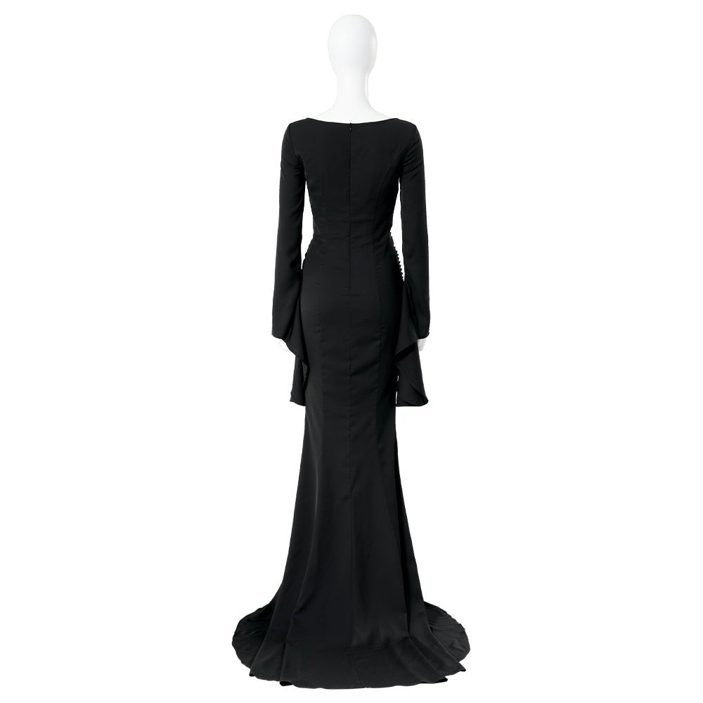 Fantasia de Cosplay Morticia Addams Vestido Vintage Preto para Halloween e Carnaval da Família Addams - Estrela Cosplay