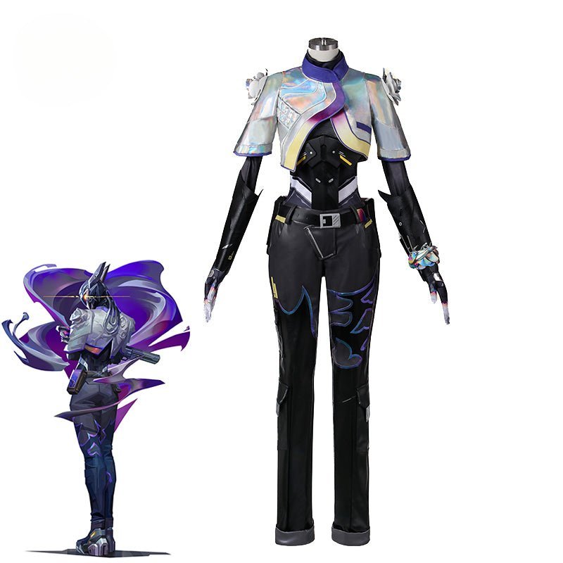 Fantasia Cosplay Valorant Vyse Sentinel Vyse Agente Rosa Mulher Uniforme Punk Festa Halloween - Estrela Cosplay