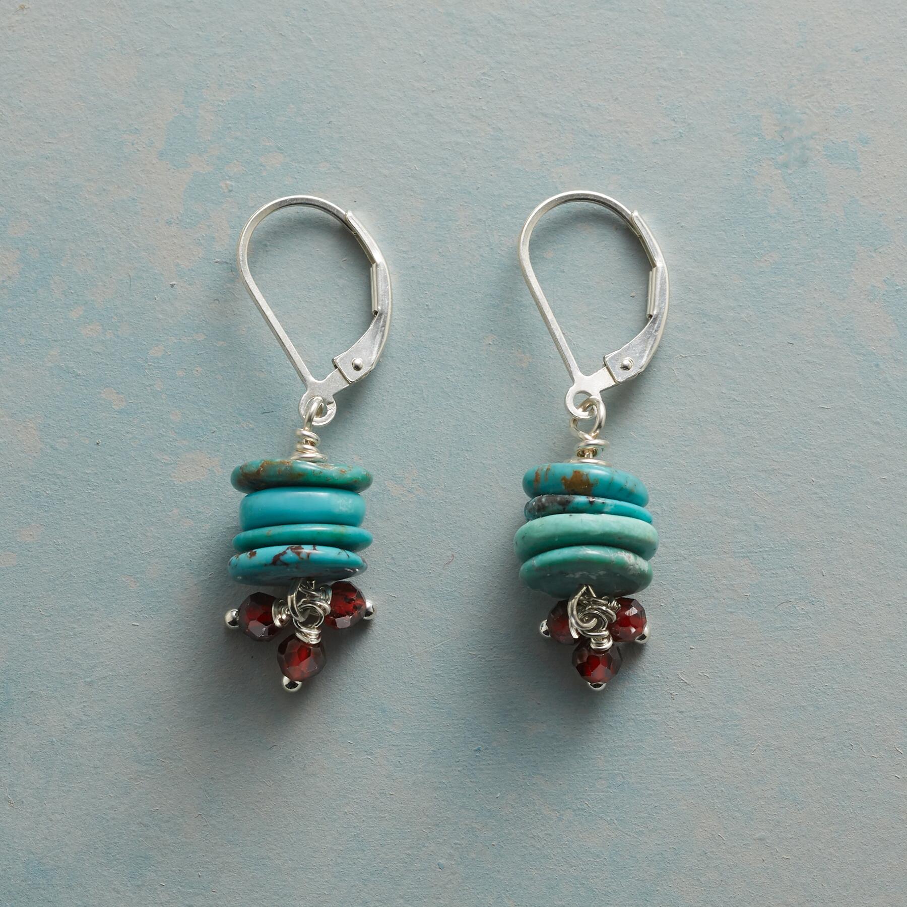 Turquoise And Garnet Earrings