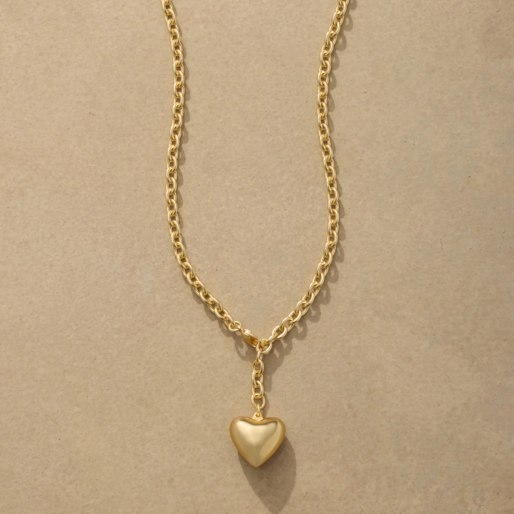 Gold Puffy Heart Necklace