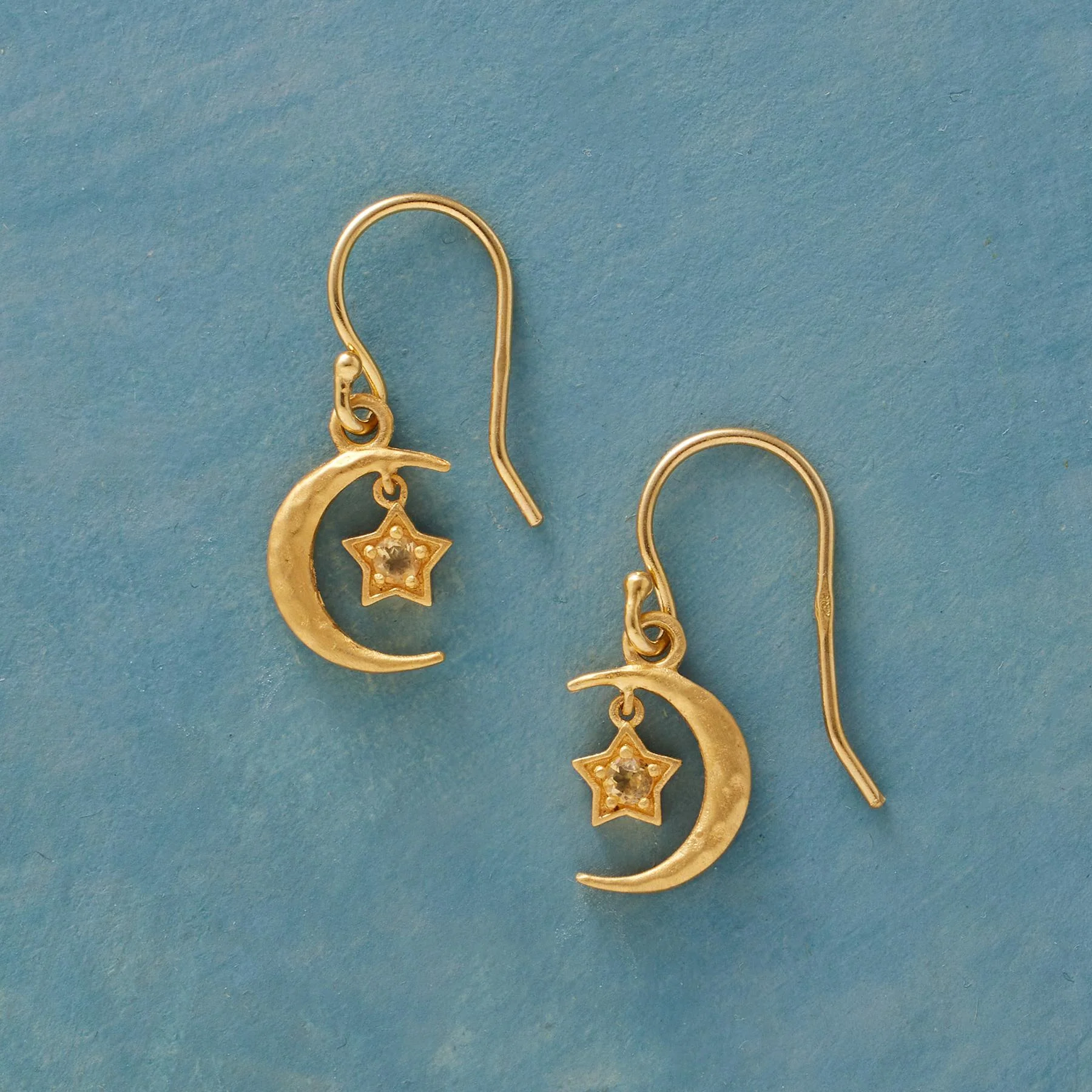 Gold Plate Moon's Embrace Birthstone Earrings