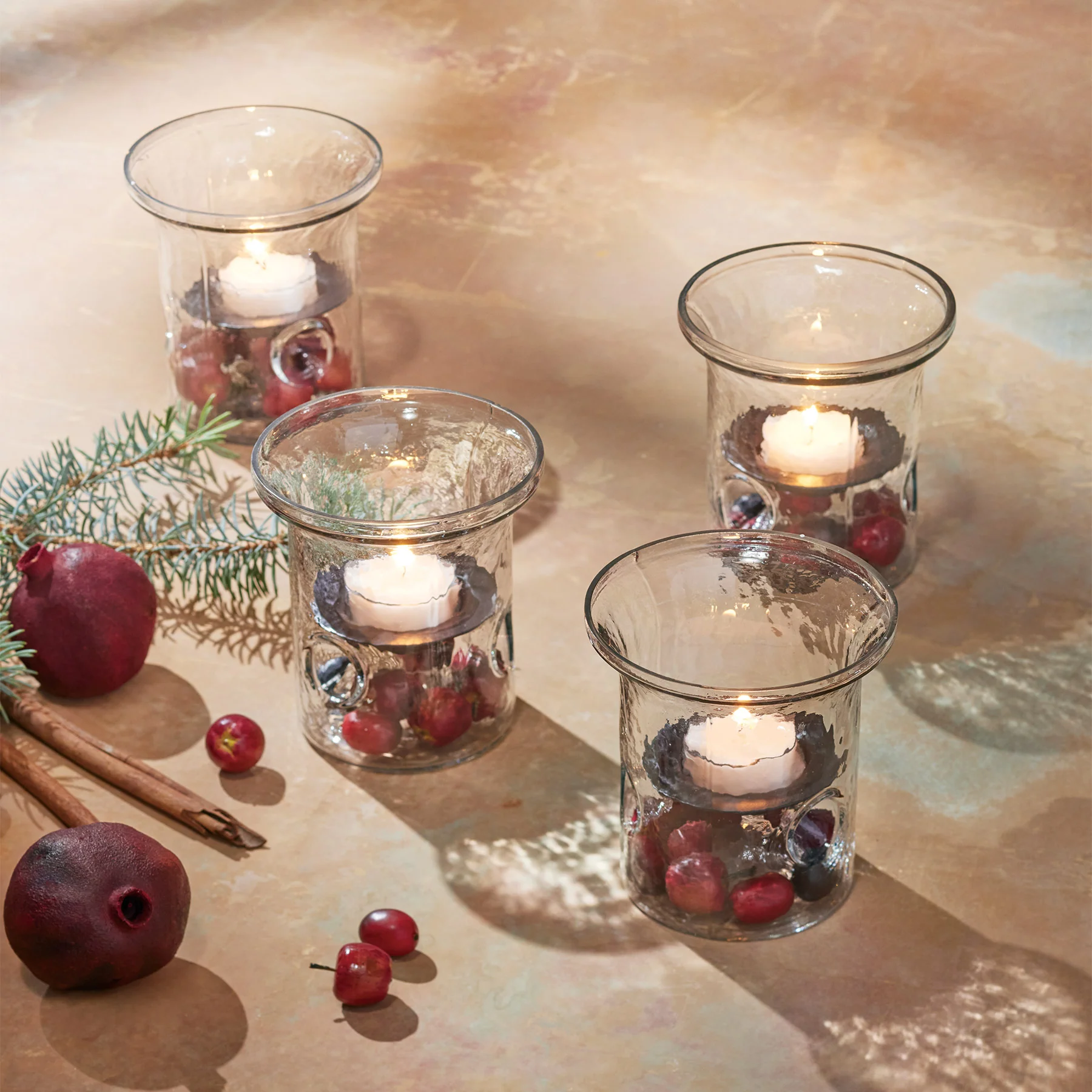 Blown Glass Tabletop Hurricanes Set