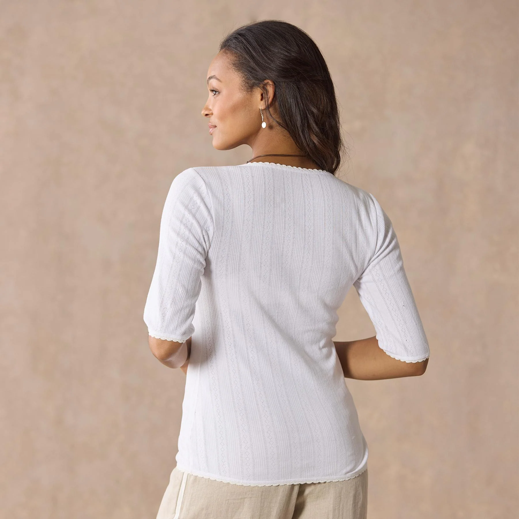 Perfect Pointelle 1/2 Sleeve Tee