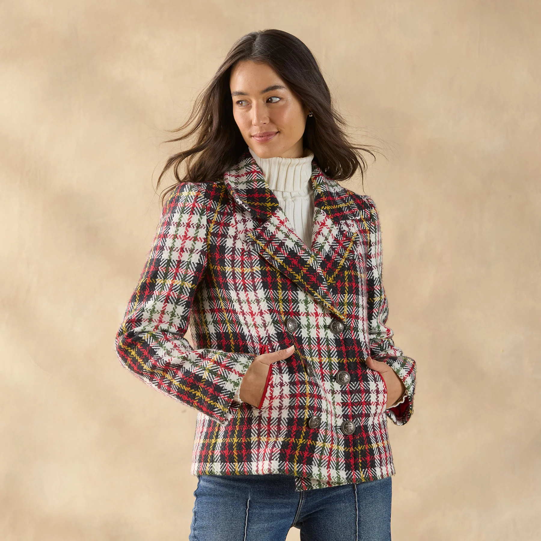 Plaid Alpenhorn Coat, Petite