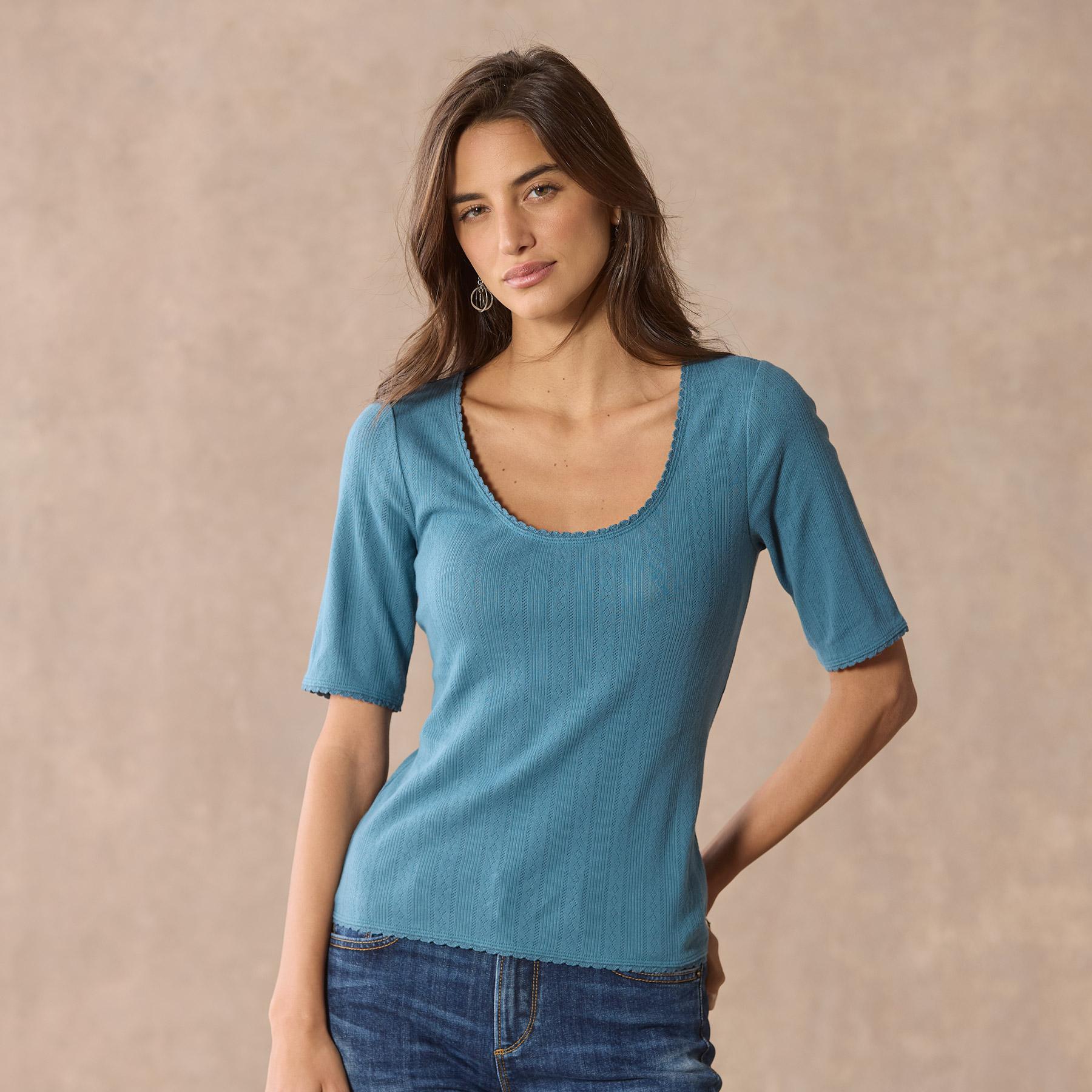 Perfect Pointelle 1/2 Sleeve Tee