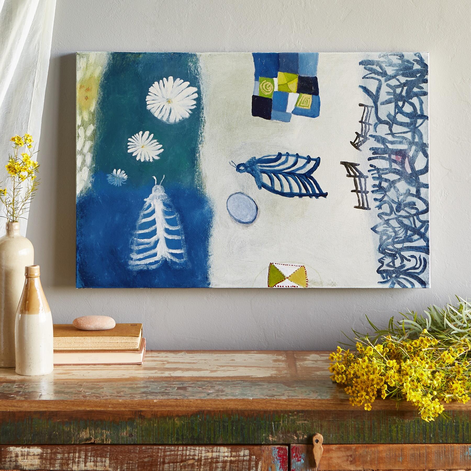 Quilt Blowing Over Garden Painting