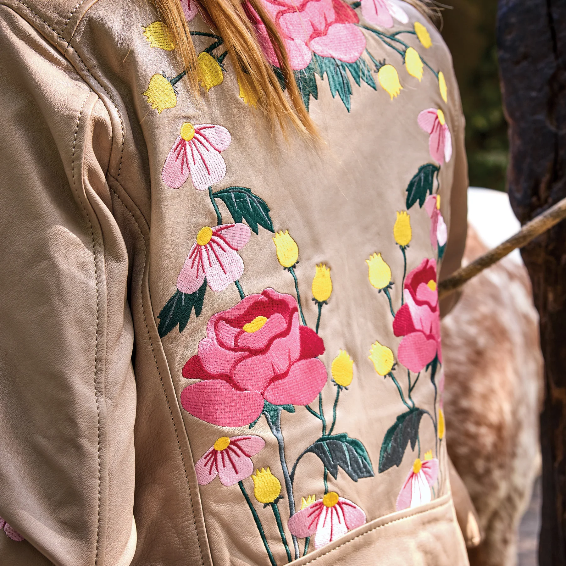 Peonie Blossom Leather Jacket