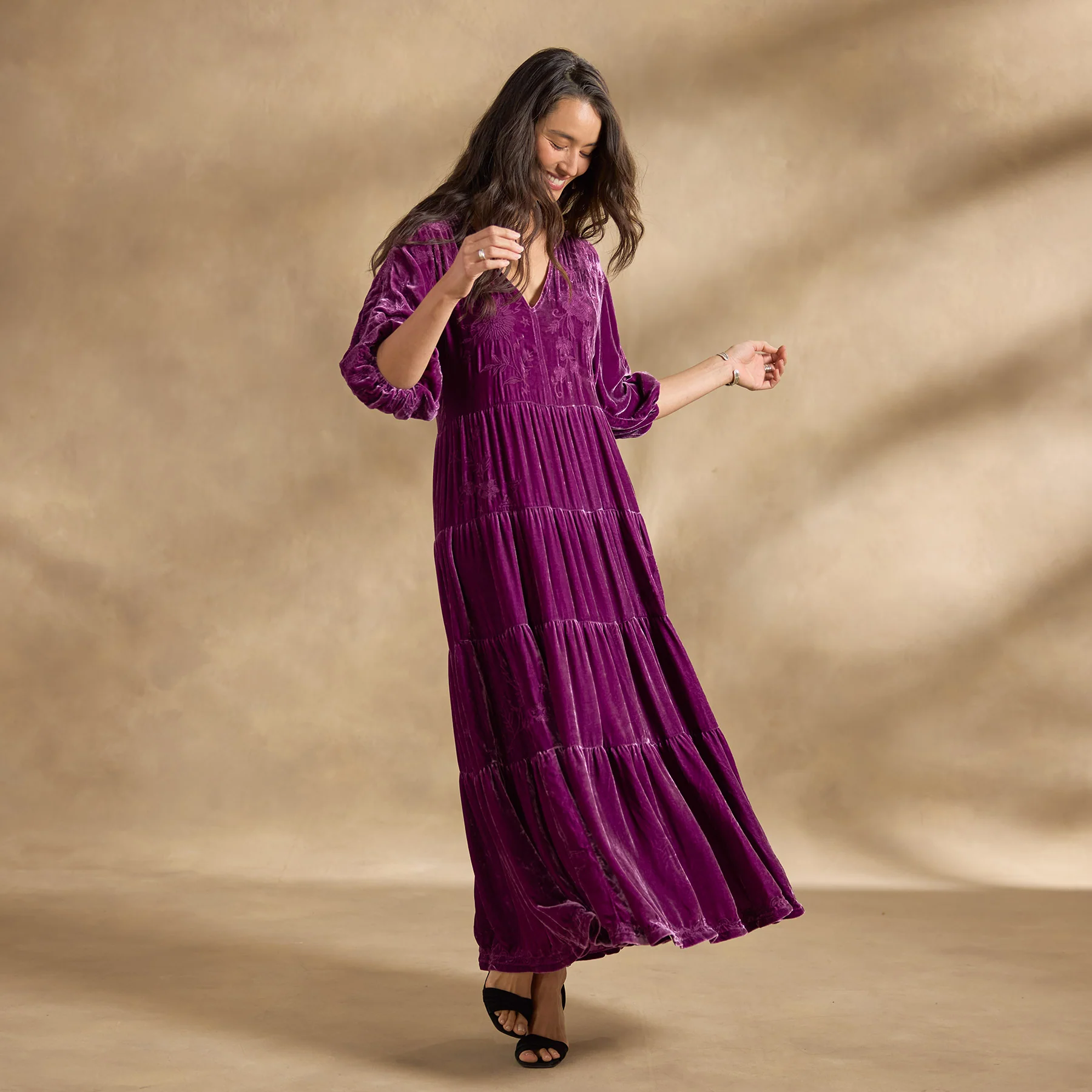 Velvet Dolman Tiered Dress