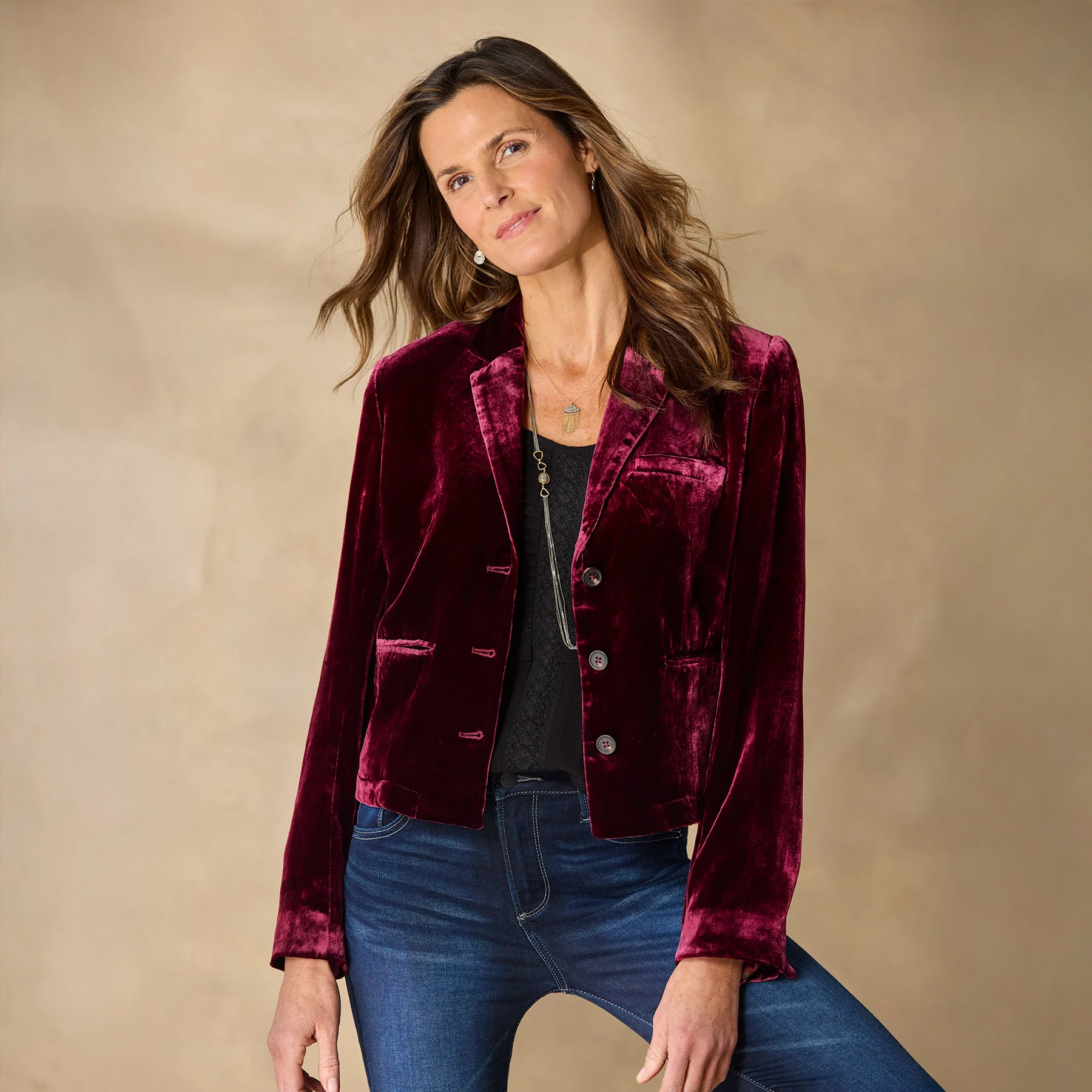 Champagne Toast Velvet Jacket, Petite