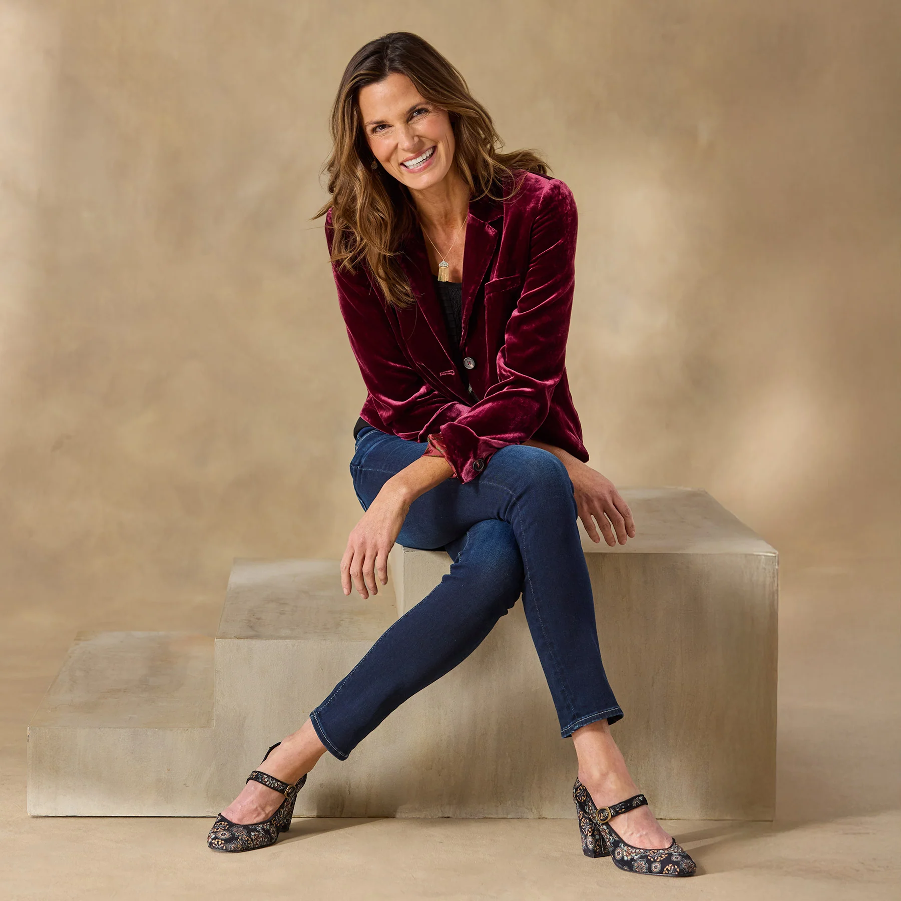 Champagne Toast Velvet Jacket, Petite