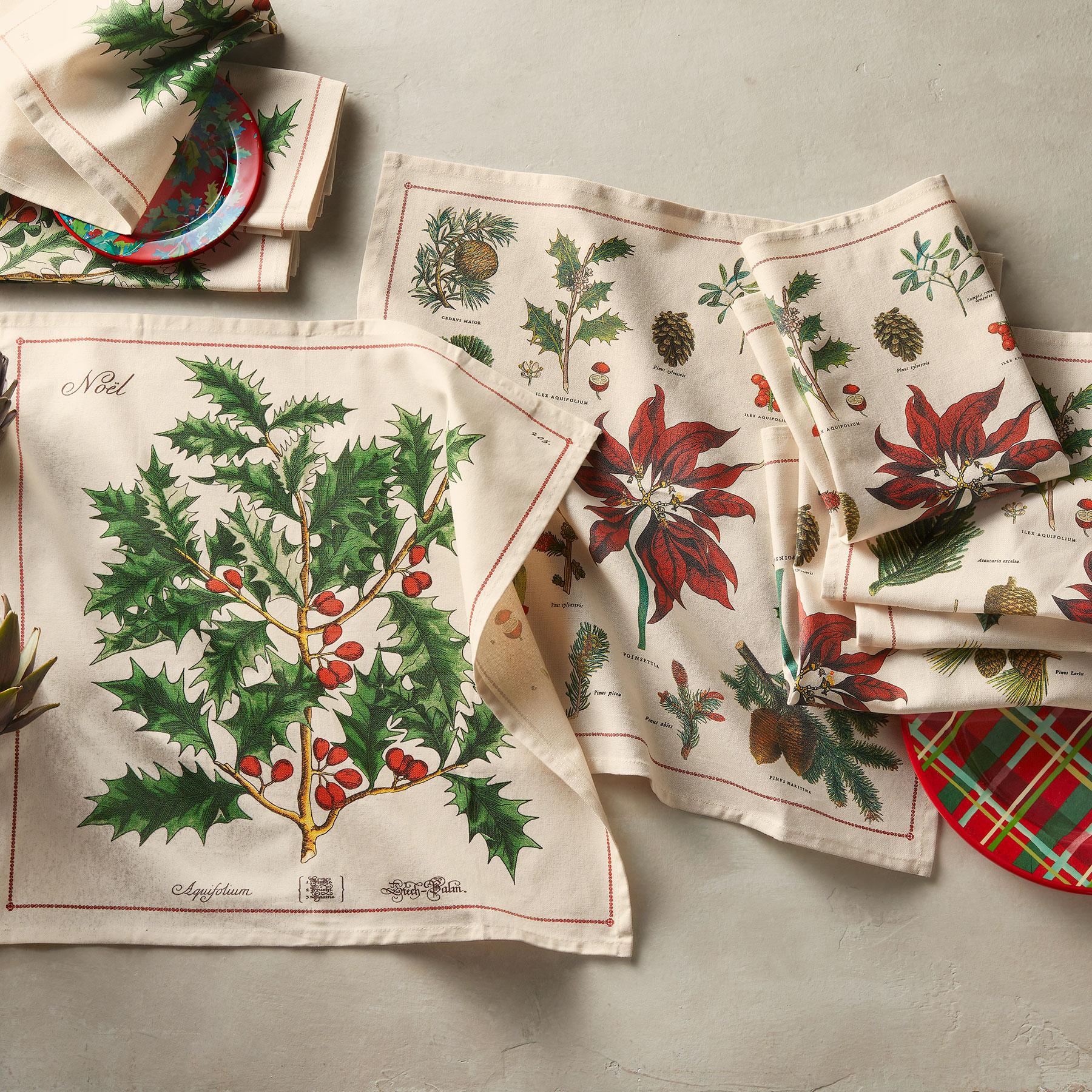 Christmas Spirit Holly Napkins, Set Of 4