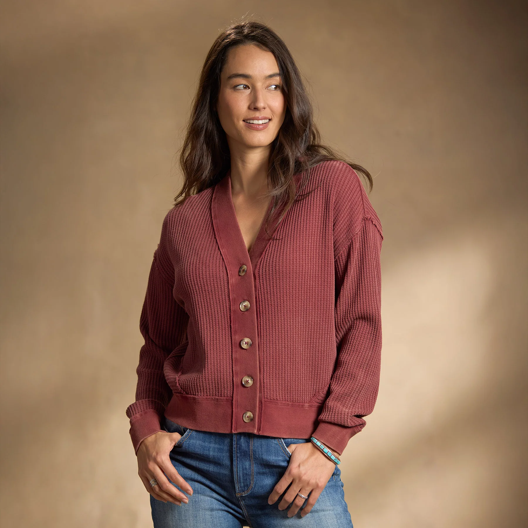 Juniper Waffle Cardigan