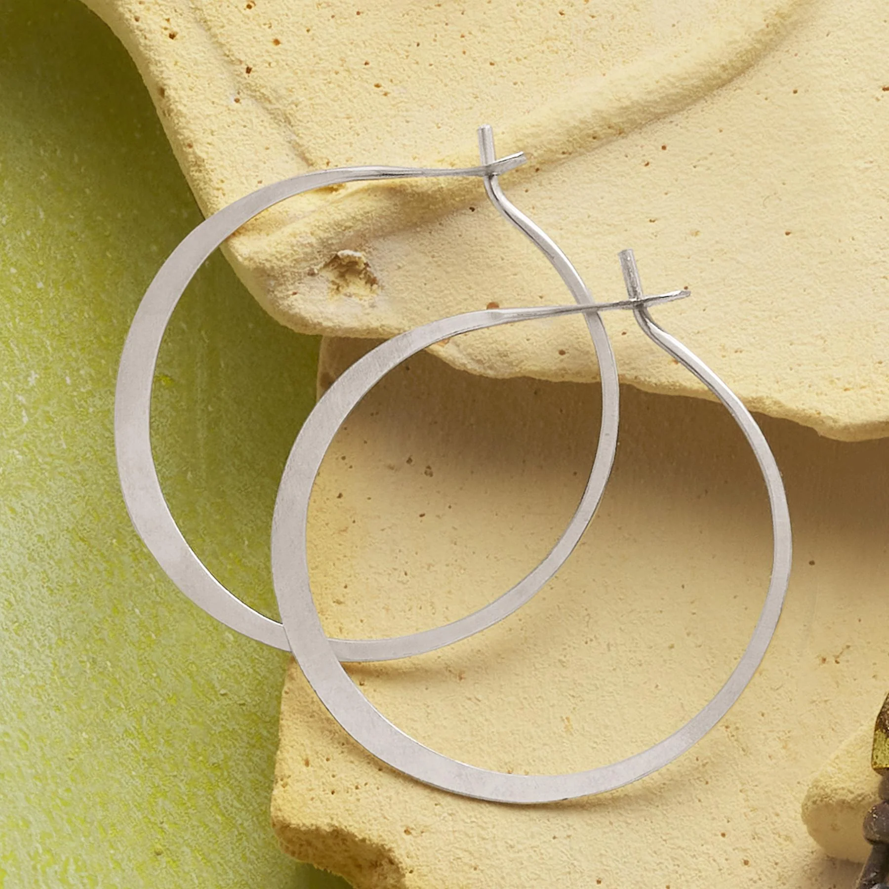 Medium Hand-Forged Sterling Hoops