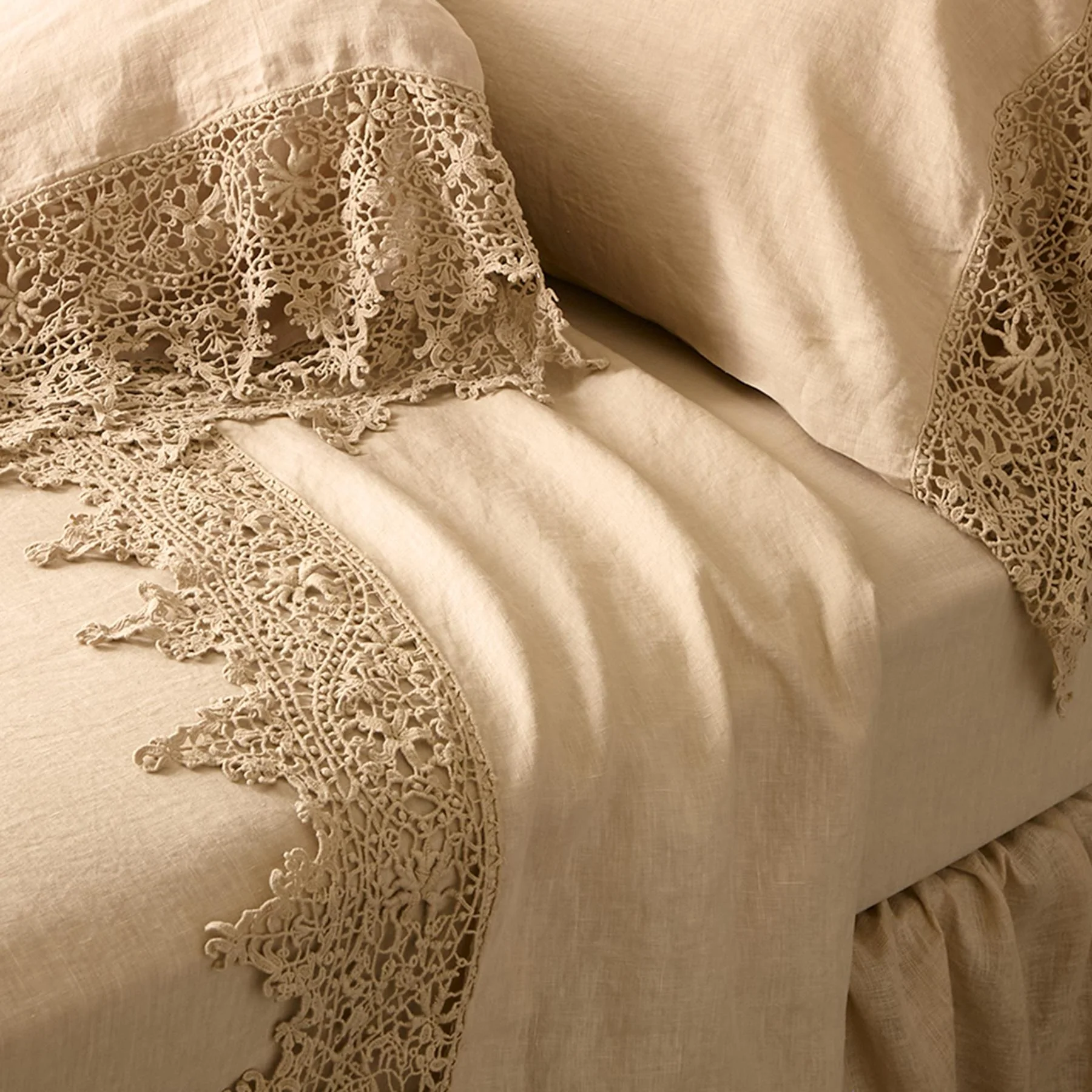 Gossamer Linen Lace Flat Sheet