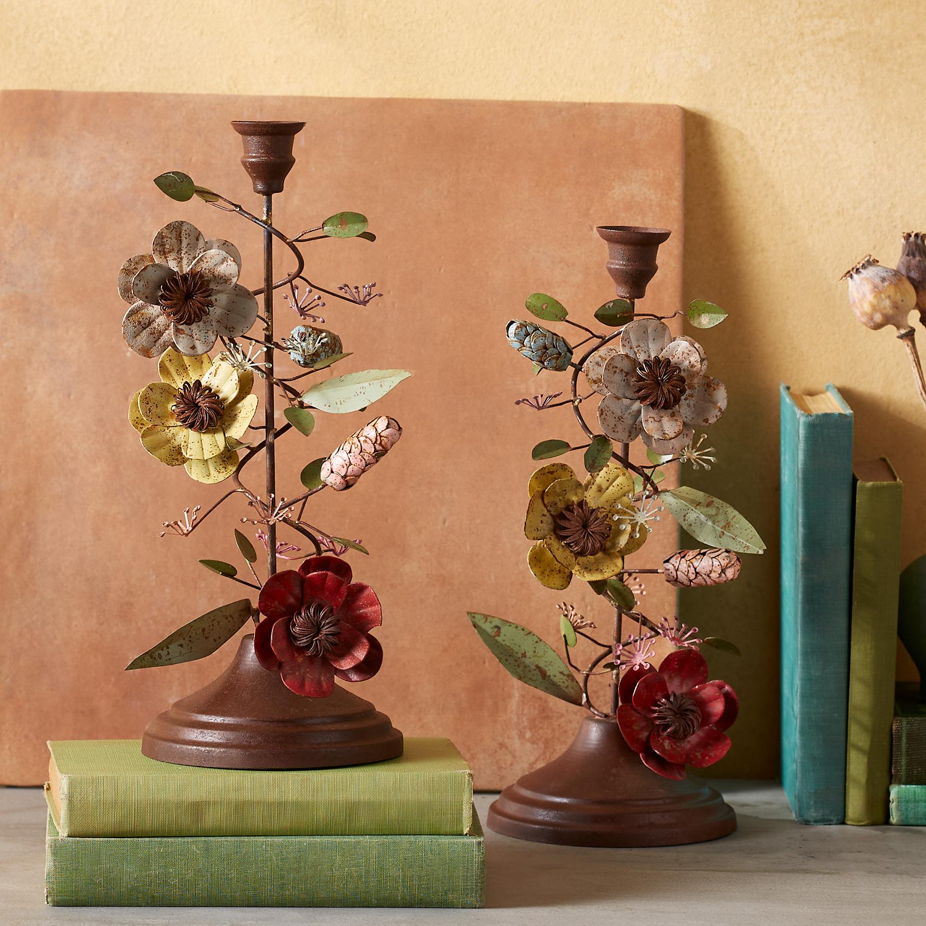 Iron Bloom Candleholder Set