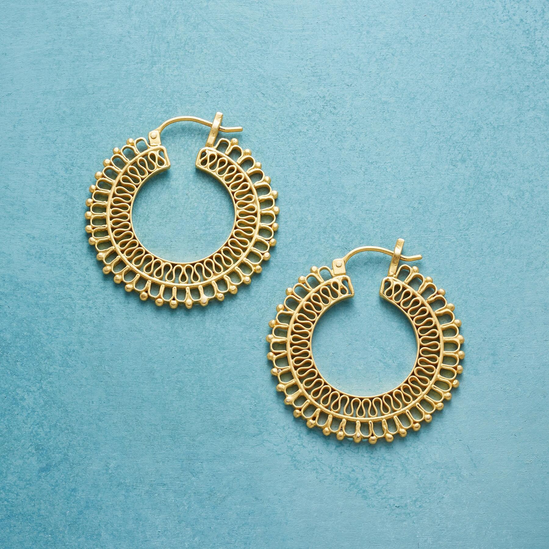 Golden Filigree Hoops