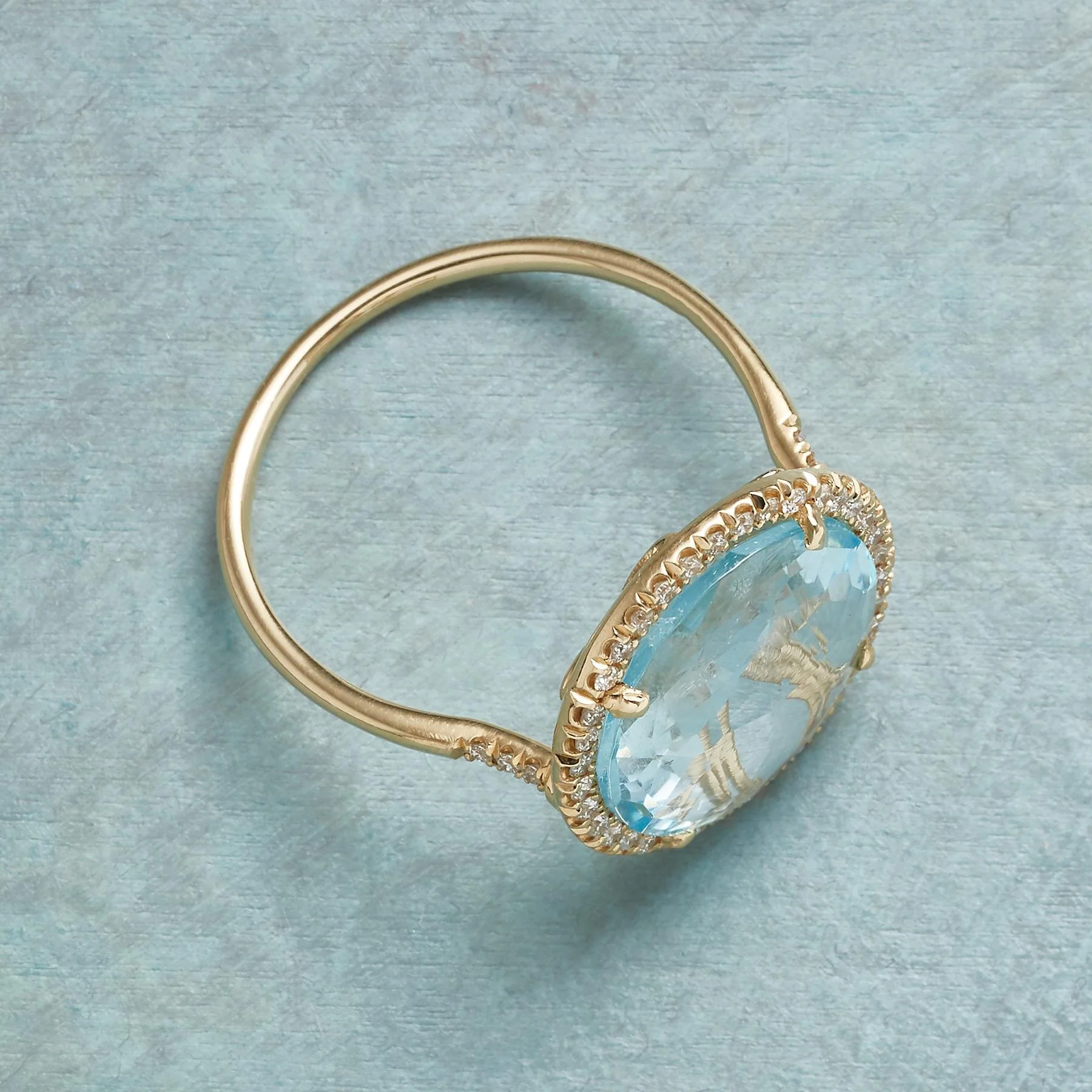 Diamond Halo Topaz Ring