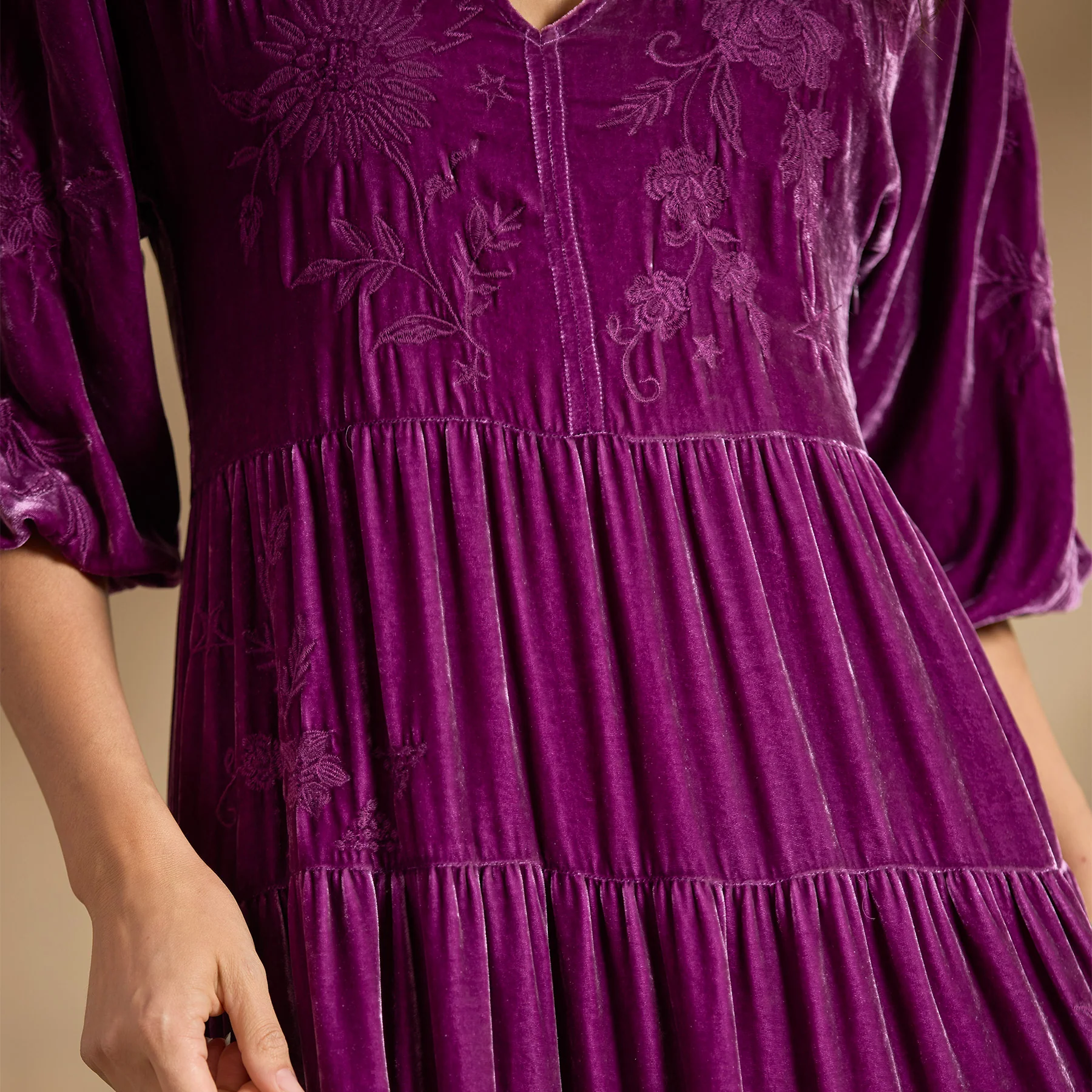 Velvet Dolman Tiered Dress