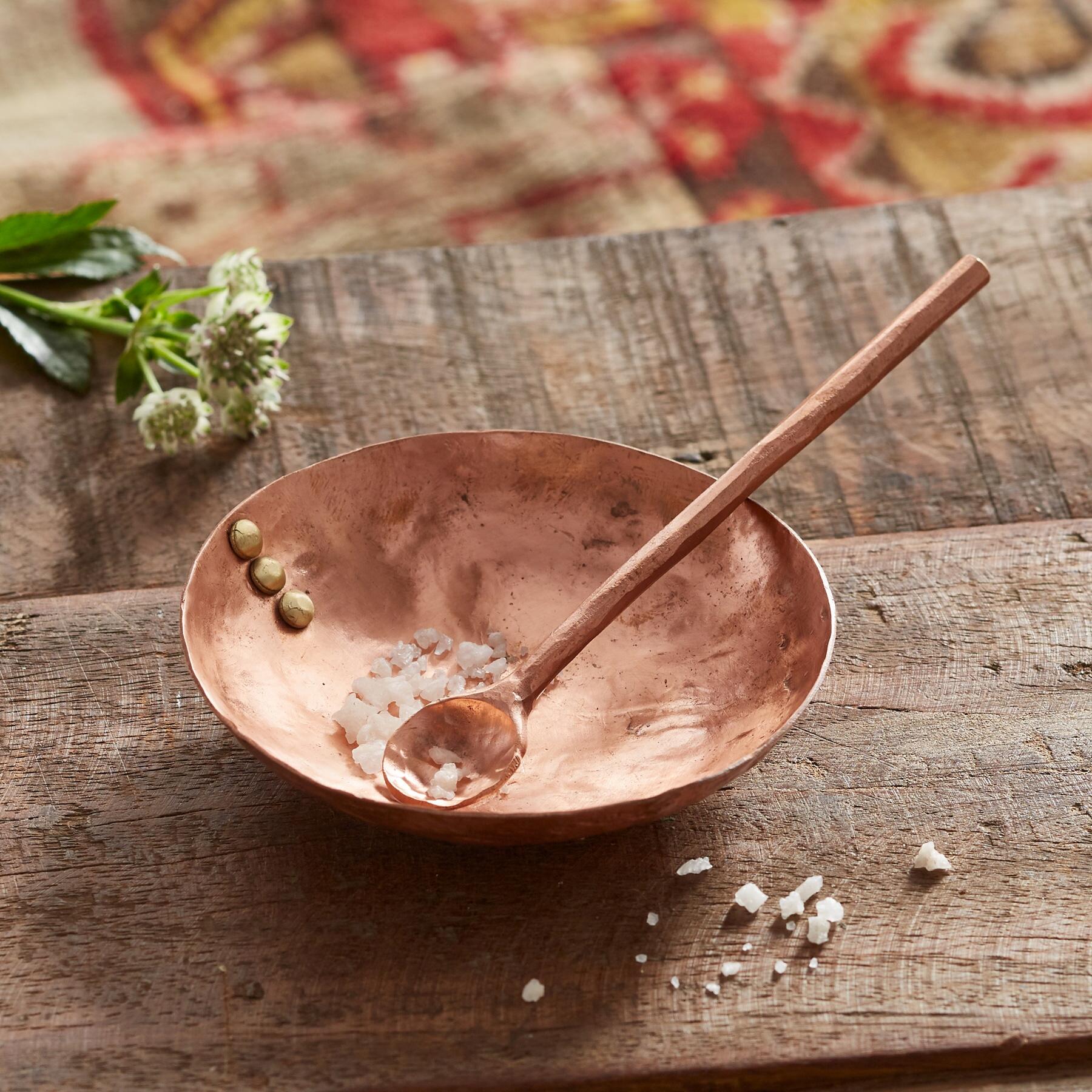 Copper Spice Dish And Spoon