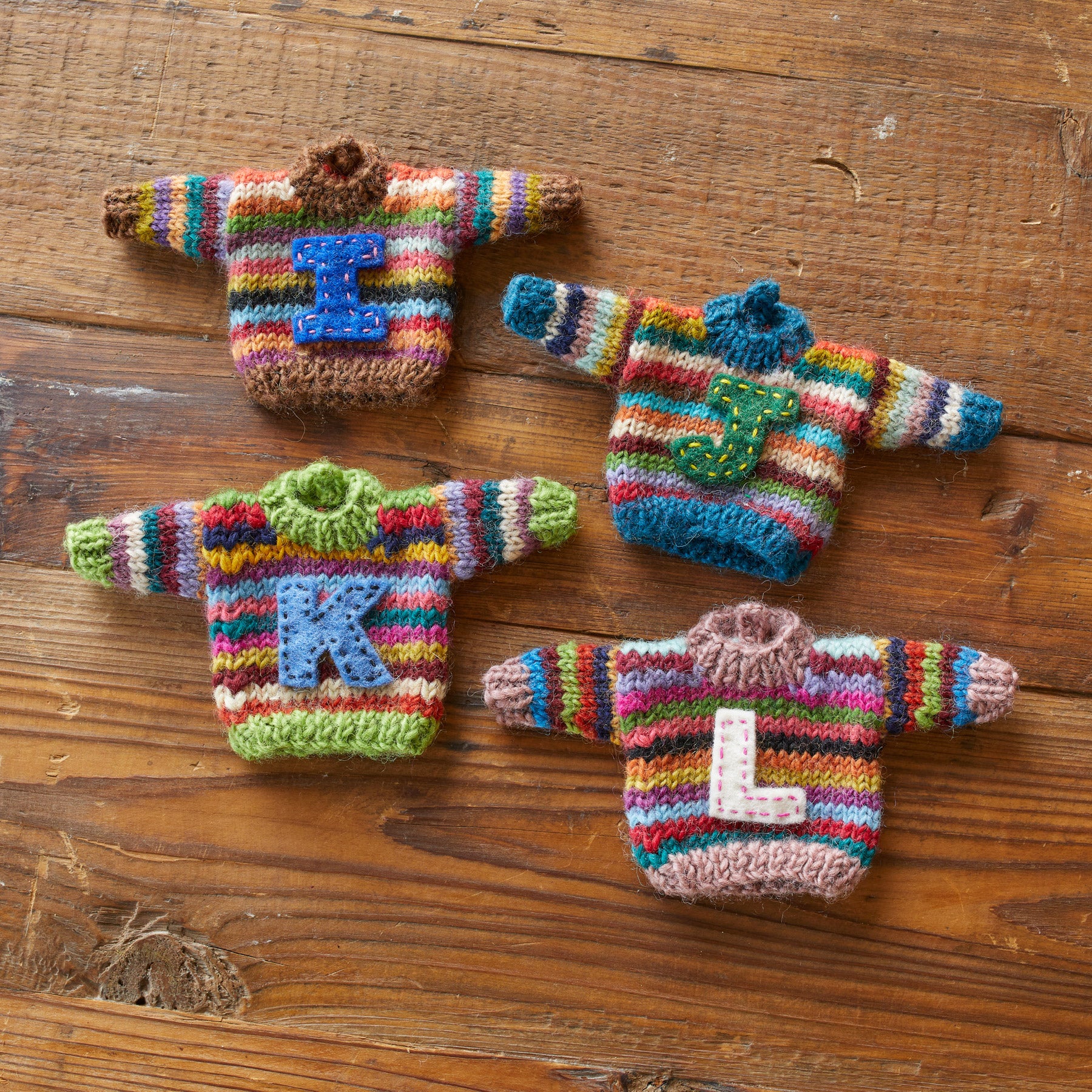 Striped Initial Sweater Ornament